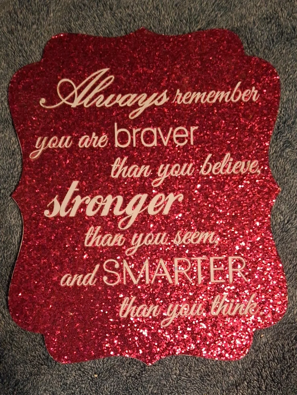 Pink Glitter Inspirational Wall Plaque